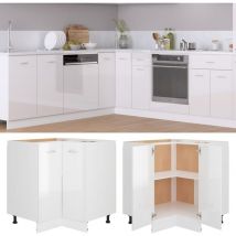 Armoire de plancher d'angle blanc brillant 75,5x75,5x81,5 cm