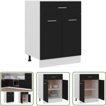 Lling - The Living Store Armoire de plancher à tiroir Noir 60x46x81,5 cm Bois ingénierie - Armoire De Cuisine - Meuble De Rangement - Armoire à