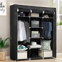 Hofuton Garde-Robe Transportable Armoire de Rangement Penderie en Tissu Intissé Noir - Type 2