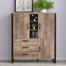 Trendteam - calicosy - Grand buffet haut 3 portes, 3 tiroirs et 3 niches L138 cm - emile