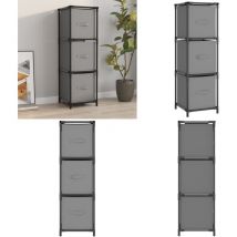Vidaxl - Armoire de rangement 3 tiroirs en tissu Gris 34x34x101 cm Acier - Meuble De Rangement - Armoire à Tiroir - Unité De Rangement - Meuble Gris
