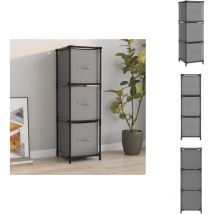 Vidaxl - Armoire de rangement 3 tiroirs en tissu Gris 34x34x101 cm Acier - Meuble De Rangement - Armoire à Tiroir - Unité De Rangement - Meuble Gris