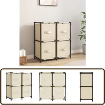 Vidaxl - Armoire de rangement 4 paniers en tissu Crème 63x30x71 cm Acier - Meuble De Rangement - Armoire De Rangement - Unité De Rangement - Meuble