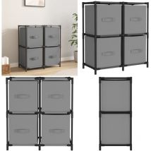Vidaxl - Armoire de rangement 4 paniers en tissu Gris 63x30x71 cm Acier - Meuble De Rangement - Armoire De Rangement - Unité De Rangement - Meuble à