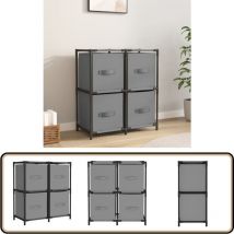 Vidaxl - Armoire de rangement 4 paniers en tissu Gris 63x30x71 cm Acier - Meuble De Rangement - Armoire De Rangement - Unité De Rangement - Meuble à