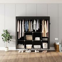Armoire de Rangement Armoire en Tissu Penderie pour VetementIntissé Fermeture à Glissière 4 Barres pour Chambre Mondeer