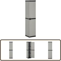Armoire de rangement de jardin 3 étagères Gris/noir 34x40x168cm - Meuble De Jardin - Armoire De Rangement Extérieur - Rangement Jardin - Armoire