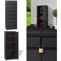 Armoire de rangement de jardin avec 3 étagères Noir - Meuble De Jardin - Armoire Extérieure - Rangement Jardin - Armoire De Rangement - Coffre De