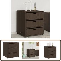 Armoire de rangement de jardin marron 55x59x69cm résine tressée - Coffre De Jardin - Rangement Exterieur - Mobilier De Jardin - Armoire De Jardin