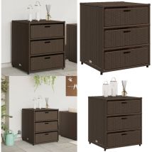 Armoire de rangement de jardin marron 55x59x69cm résine tressée - Coffre De Jardin - Rangement Exterieur - Mobilier De Jardin - Armoire De Jardin
