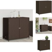 Armoire de rangement de jardin marron 83x45x76cm résine tressée - Coffre De Jardin - Rangement Extérieur - Mobilier De Jardin - Coffre De Rangement