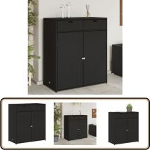 Armoire de rangement de jardin noir 105x55x113cm résine tressée - Meuble De Jardin - Coffre De Jardin - Rangement Exterieur - Armoire De Jardin