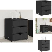 Armoire de rangement de jardin noir 55x59x69 cm résine tressée - Coffre De Jardin - Rangements Exterieur - Mobilier De Jardin - Coffre Rangement