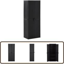 Vidaxl - Armoire de rangement de jardin Noir 65x45x172 cm pp Rotin - Armoire De Rangement - Meuble De Rangement - Armoire Extérieure - Armoire De