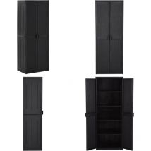 Vidaxl - Armoire de rangement de jardin Noir 65x45x172 cm pp Rotin - Armoire De Rangement - Meuble De Rangement - Armoire Extérieure - Armoire De