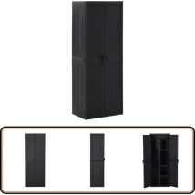 Vidaxl - Armoire de rangement de jardin Noir 65x45x172 cm pp Rotin - Meuble De Rangement - Armoire De Jardin - Armoire Extérieure - Rangement