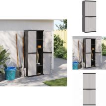 Armoire de rangement d'extérieur gris et noir 65x37x165 cm pp - Meuble De Rangement Extérieur - Armoire Extérieure - Rangement Jardin - Coffre De