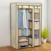 Armoire de rangement Dressing Penderie de vetement pliable en toile 110 x 45 x 175 cm Beige