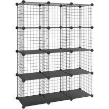 Songmics - Armoire de Rangement, Étagère, Panneaux en Treillis, 4 Niveaux, 3 Rangs, Grande capacité, Maillet en Caoutchouc Offert, Dimensions 93 x 31