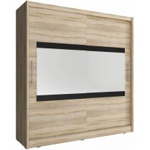 Bim Furniture - Armoire de rangement maja iv 180 cm 2 Portes Coulissantes Miroir Chêne Sonoma