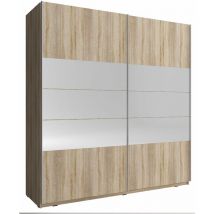 Bim Furniture - Armoire de rangement mika i 200 cm 2 Portes Coulissantes Miroir Chêne Sonoma