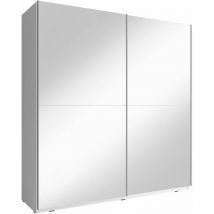 Armoire de rangement MIKA III 200 cm 2 Portes Coulissantes Miroir Blanc Mat