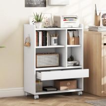 Design In - Armoire de Rangement Mobile avec Tiroir et Etagères Réglables Blanc