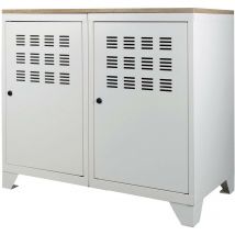 Pierre Henry - Armoire de rangement métal 2 portes Blanc mat