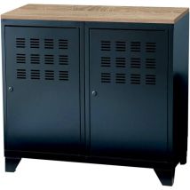 Pierre Henry - Armoire de rangement métal 2 portes Noir mat