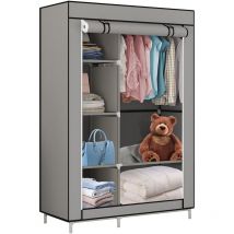 Armoire de rangement penderie pliable vêtements en tissu gris 5 compartiments 10545170cm