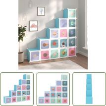 Eliauk - The Living Store Armoire de rangement pour enfants avec 15 cubes Bleu pp - Meuble Enfant - Rangements Enfants - Étagère Enfant - Armoire