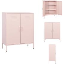 Armoire de rangement Rose 80x35x101,5 cm Acier - Meuble De Rangement - Armoire Rose - Armoire Laterale - Buffet - Meuble Acier