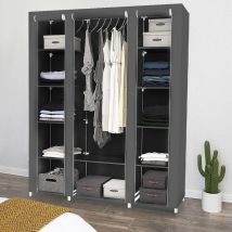 Hofuton Garde-Robe Transportable Armoire de Rangement Penderie en Tissu Intissé 17213443cm Gris