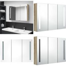 Armoire de salle de bain à miroir led 89x14x62 cm chêne - Meuble De Salle De Bain - Armoire De Salle De Bain - Armoire à Pharmacie - Éclairage Led