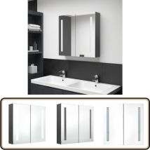 Armoire de salle de bain à miroir led Gris 62x14x60 cm - Meuble De Salle De Bain - Armoire De Salle De Bain - Miroir led - Éclairage led - Vanity Unit
