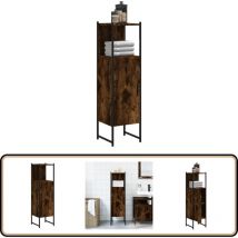 Armoire de salle de bain chêne fumé 33x33x120,5 cm - Meuble De Salle De Bain - Armoire De Salle De Bain - Meuble Rangement Salle De Bain - Rangement