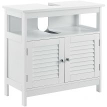 Armoire de salle de bain dessous de lavabo meuble dessous rangement 3 surfaces stockage 60 x 60 x 30 cm mdf laqué Blanc