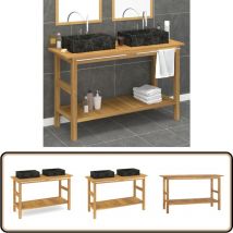 Armoire de salle de bain et lavabos en marbre noir Teck massif - Meuble De Salle De Bain - Armoire De Salle De Bain - Lavabo - Ensemble Meuble Lavabo