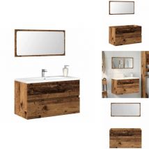 Armoire de salle de bain et miroir vieux bois bois d'ingénierie - Armoire De Salle De Bain Avec Miroir - Armoires De Salle De Bain Avec Miroir