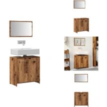 Armoire de salle de bain et miroir vieux bois bois d'ingénierie - Armoire De Salle De Bain Avec Miroir - Armoires De Salle De Bain Avec Miroirs