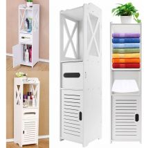 Armoire de salle de bain étanche avec tiroir en papier, armoire de rangement pour toilettes, étagères de rangement blanches, armoire de rangement