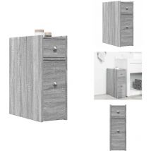 Vidaxl - Armoire de salle de bain étroite avec roulettes sonoma gris - Armoire De Salle De Bain Étroite - Armoires De Salle De Bain Étroites