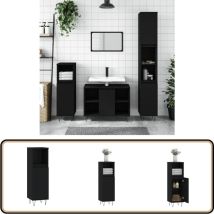 Armoire de salle de bain noir 30x30x100 cm bois d'ingénierie - Meuble De Salle De Bain - Armoire De Salle De Bain - Rangement Salle De Bain - Meuble