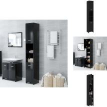 Armoire de salle de bain Noir 30x30x183,5 cm Bois d'ingénierie - Meuble Salle De Bain - Armoire Salle De Bain - Rangement Salle De Bain - Meuble Noir