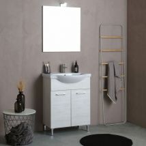 Kiamami Valentina - Armoire De Salle De Bains De 65 Cm En Chêne Blanc, à Poser Au Sol Rimini