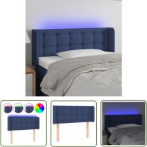 Bonnevie - The Living Store Tête de lit à led Bleu 103x16x78/88 cm Tissu - Tête De Lit Led - Têtière De Lit - Éclairage Led - Chambre à Coucher