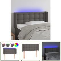 The Living Store Tête de lit à LED Gris 103x16x78/88 cm Similicuir - Tête De Lit Led - Tête De Lit Moderne - Tête De Lit Rembourrée - Éclairage Led