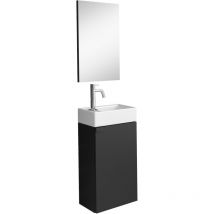 Badplaats - Meuble sous-lavabo Apollo 40 x 22 cm - Noir mat - Avec miroir