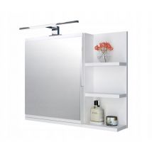 Domtech - Armoire de toilette avec étagères et éclairage led, miroir de salle de bain, armoire de toilette blanche, r