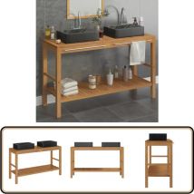 Armoire de toilette en teck solide avec lavabos en marbre Noir - Meuble De Salle De Bain - Armoire De Salle De Bain - Vanity Unit - Lave-mains